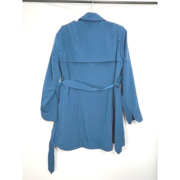 Vince Camuto Women's Blue Double Breasted Belted Trench Coat Size XL - Picture 10 of 11